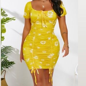 Yellow Floral Print Dress